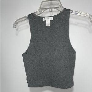 Forever 21 Gray Fitted Crop Tank Top